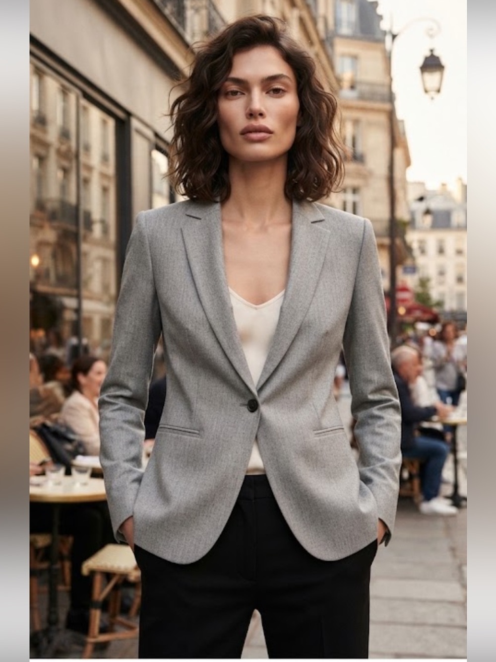 NWOT Banana Republic Classic Gray Blazer Felt collar